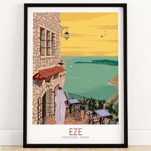 Impresión de Eze, Francia / Póster de viaje de Eze, Francia / Impresión de la Costa Azul / Póster de arte mural de la Costa Azul / Regalo de Eze, Francia / Impresión enmarcada y sin marco