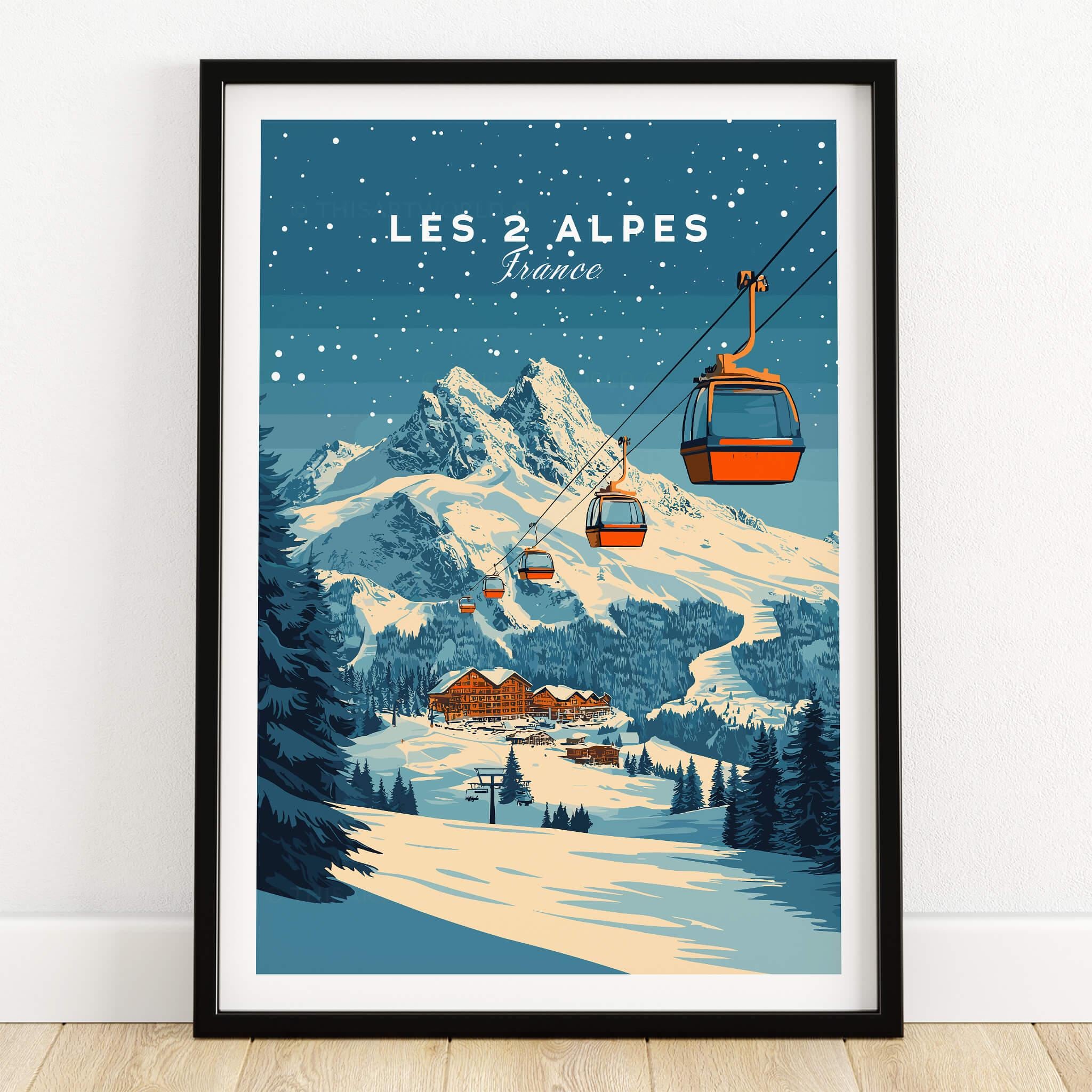Les 2 Alpes Ski Resort Travel Print Wall Art Les 2 Alpes Home