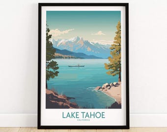 Lake Tahoe | Home Décor Poster Gift | Digital Illustration Artwork | Wall Art Print