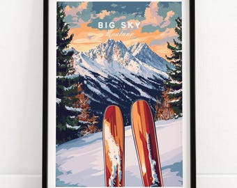 Big Sky Wall Art Ski Print Big Sky Poster Big Sky Ski Resort