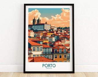 Impression d'affiche d'art mural Porto, cadeau personnalisé, cadeau de pendaison de crémaillère pour elle, cadeau de mariage, grande décoration d'art murale