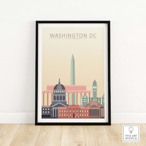 Washington DC Print Wand Kunst Poster | Stadtansicht Wohnkultur | Cappold Reiseposter | Gerahmte & Ungerahmt Geschenkidee