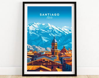 Santiago Travel Print Chile Travel Poster Santiago Artwork Poster Gift Chile Home Decor Santiago Illustration Art Lover Chile Print