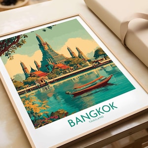 Bangkok Thai Print Wall Art Thailand Temple Poster - Travel Print