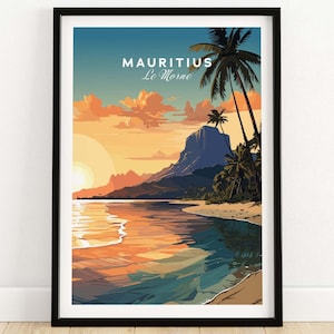 Le Morne Mauritius Poster | Travel Poster | Birthday Present | Wedding Anniversary Gift | Art Print | Housewarming Gift Wall Art