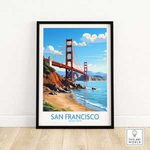 San Francisco Poster Art Print Travel Poster | Home Gift Birthday present Wedding anniversary Wall Décor | Personalized Illustration Artwork