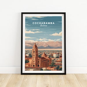 Cochabamba Travel Print Bolivia Wall Art, Vintage City Poster, Latin America Home Decor, Tourist Gift, Adventure Bolivia Travel Wall Print