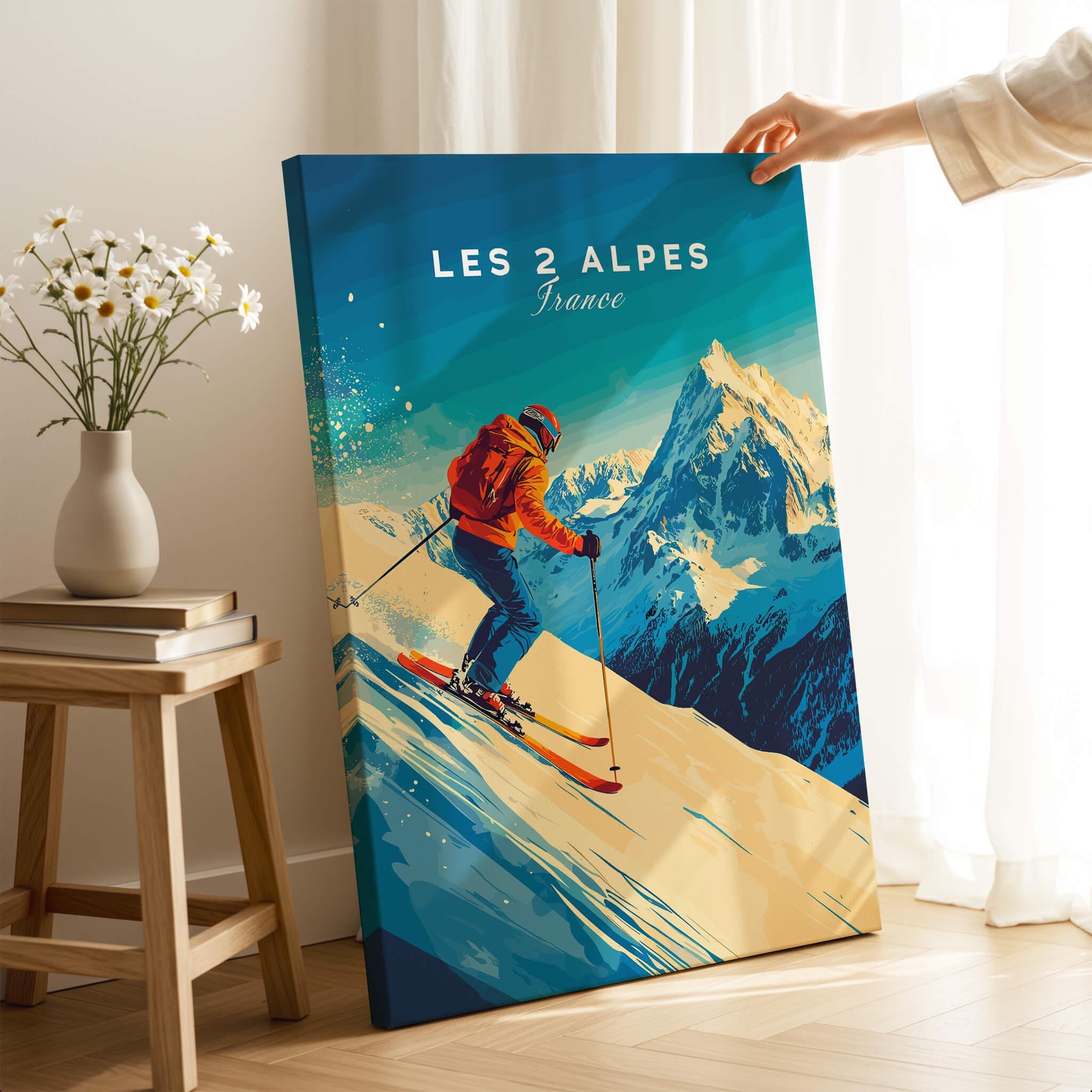 Les 2 Alpes Ski Art Print: Vintage French Alps Travel Poster - Etsy