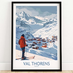 Val Thorens France Print Ski Poster Skiing Wall Art Val Thorens Gift Winter Sport Poster | Home office decor