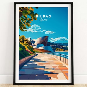 Bilbao Print Spain Travel Poster Bilbao Artwork Poster Gift Spain Home Decor Bilbao Illustration Art Lover Spain Print
