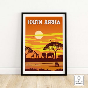 South Africa Poster | Kruger National Park | Safari Wildlife Art | Travel Print
