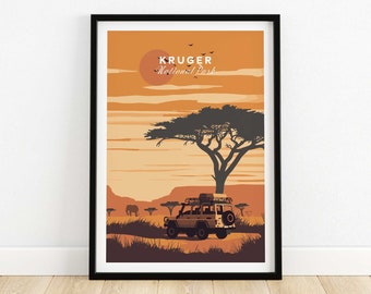 Kruger National Park Poster Art Print Travel Print Home Décor Poster Gift Digital Illustration Artwork
