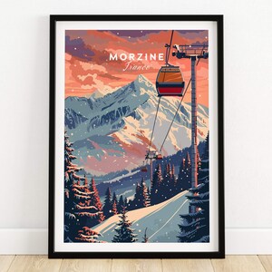 Morzine Ski Kunstdruck Frankreich Skihütte Wand Kunst Wohnkultur Ski Alpin Geschenk Ski Haus Dekor Winter Sport Room Print Chalet Kunst Poster Morzine