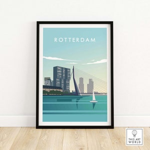 Rotterdam Print Wall Art Poster | Netherlands Travel Poster | Minimalist Print | Rotterdam Skyline Art | Rotterdam Gift Idea