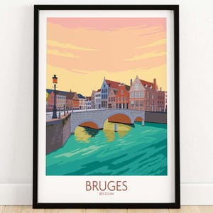 Bruges Poster | Bruges Print | Bruges Wall Art | Belgium Travel Poster | Bruges Bridge Print | Bruges Gift
