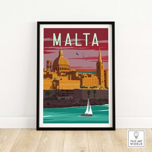 Druck malta | Vintage Reise Poster | Valletta Malta Wand Kunst | Wohnkultur | Malta Reisegeschenk