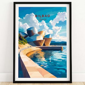 Bilbao Wall Art Print Spain Travel Poster Spain Home Decor Bilbao Artwork Poster Gift Bilbao Illustration Art Lover Spain Print