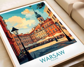 Warsaw Travel Poster Poland Wall Art Warsaw Home Décor Warsaw Gift Art Lovers Poland Art Lover Gift Print Art Warsaw Cityscape Illustration