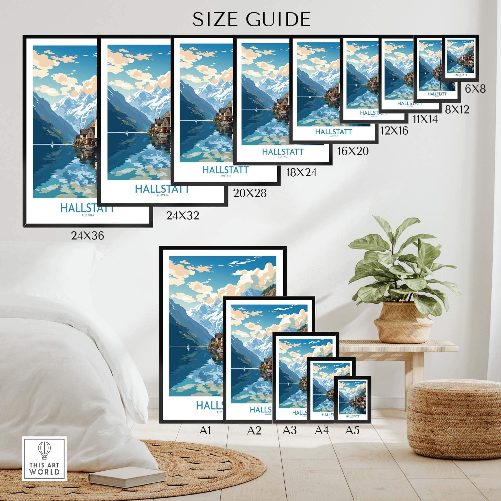 Hallstatt Poster Austria Wall Art Travel Print | Home Décor Poster