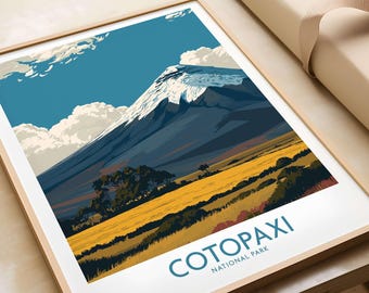 Ecuador Landscape Print Cotopaxi Volcano National Park Travel Poster Wall Art
