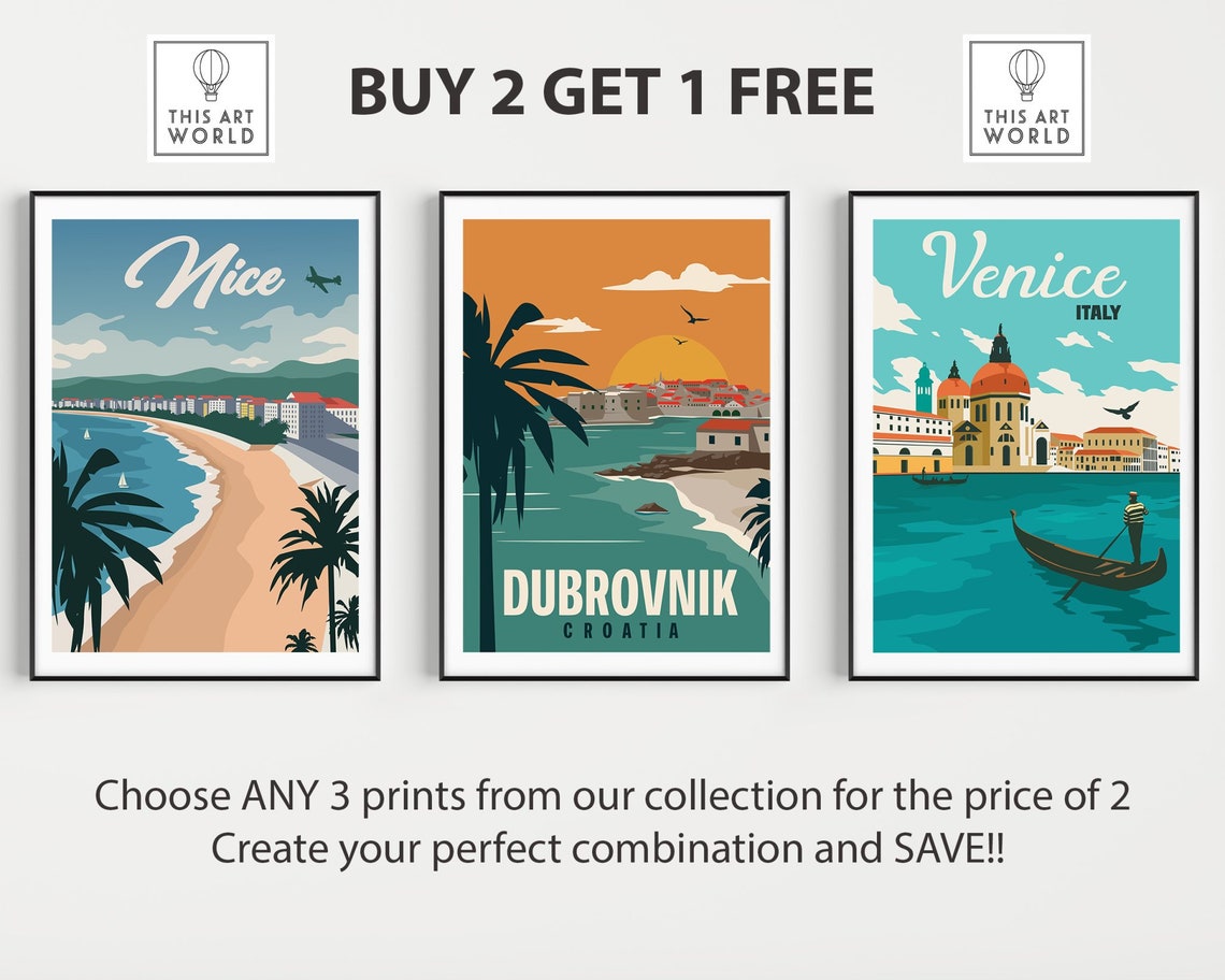 Travel Poster Set Set of 3 Prints SPECIAL COMBO DEAL | Etsy