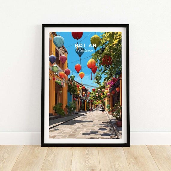 Hoi an Lantern Poster Colorful Vietnam Street Decor Print Asian