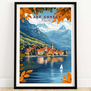 Lake Annecy Travel Print France Lake Annecy Art Print Travel Print | Home Décor Poster Gift | Digital Illustration Artwork