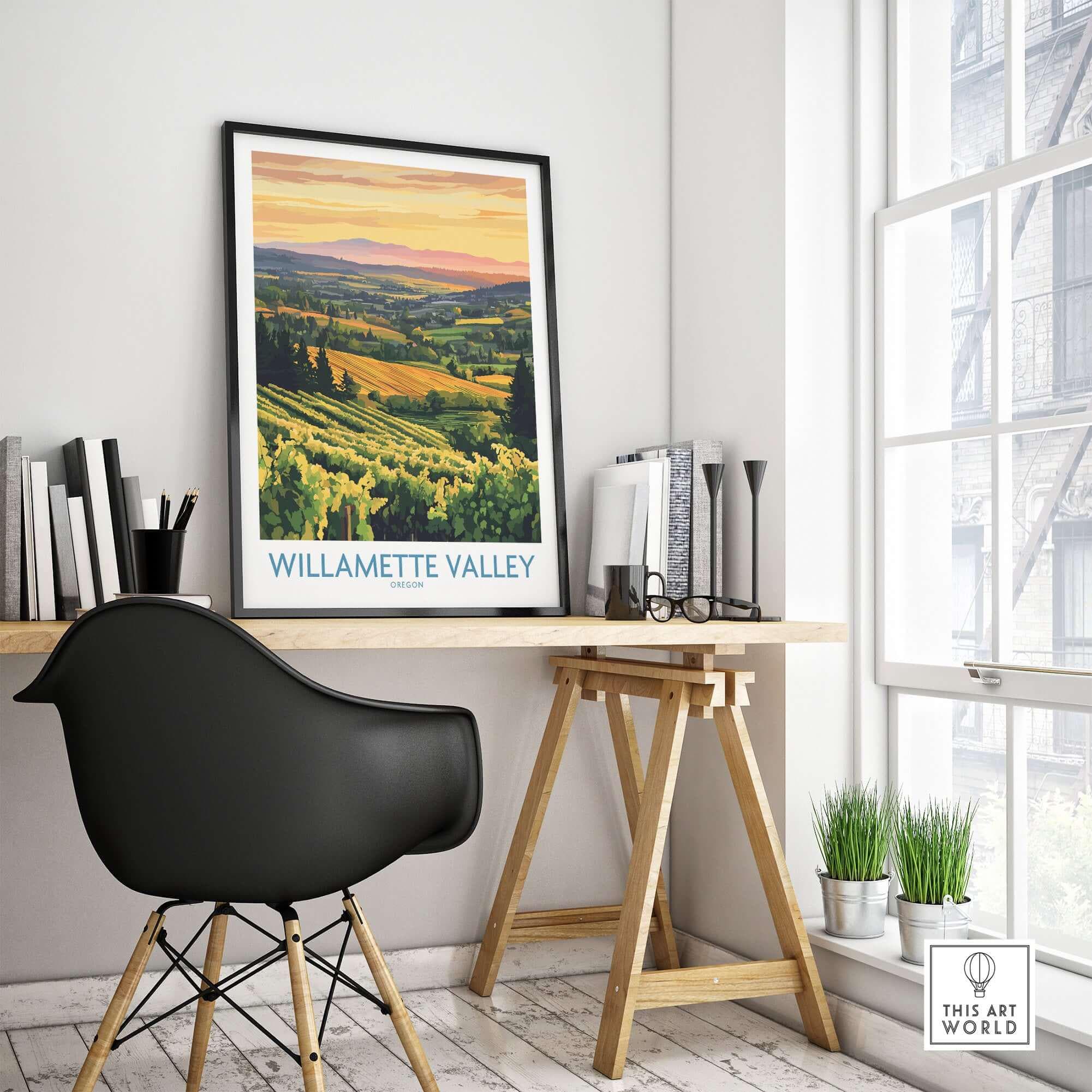 Willamette Valley Poster Wine Country Gift Art Lovers Illustration ...