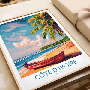 Côte d&#39;Ivoire Poster Travel Print Wall Art Ivory Coast Home Décor Gift for Art Lovers African Map Artwork