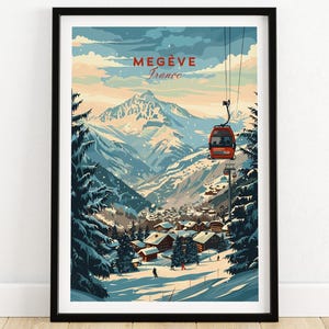 Megève Wall Art Print France Poster Megève Ski Resort Poster Winter Sports Artwork Adventure Home Decor Skiing Wall Art Gift for Skier