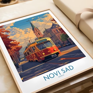 Novi Sad Reise Poster, Serbien Wandkunst, Balkan Reise Geschenk, Europäisches Dekor, Vintage Stil Druck, Wandbehang, Geburtstagsgeschenk