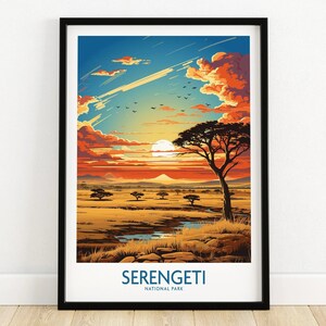 Serengeti Travel Print Art Print Travel Print | Home Décor Poster Gift | Digital Illustration Artwork | Birthday Present