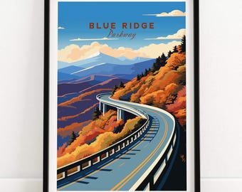 Blue Ridge Parkway Poster Stampa artistica Stampa di viaggio / Poster per arredamento / Illustrazione digitale / Regalo di compleanno