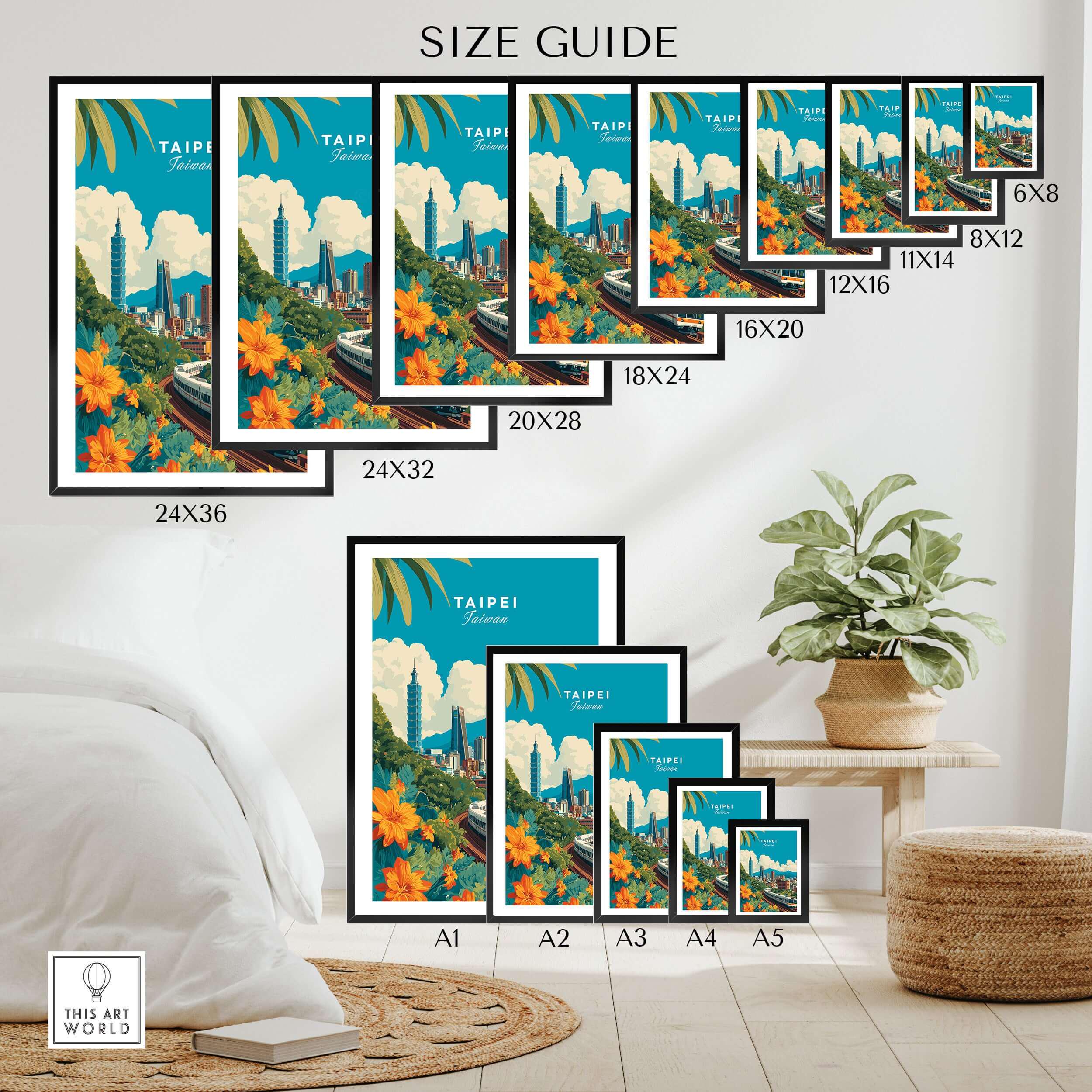 Taipei Skyline MRT Print, Taiwan City Wall Art, Urban Landscape