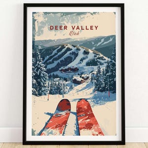 Deer Valley Ski Poster Deer Valley Ski Resort Travel Print Wall Art Deer Valley Home decor Deer Valley Gift Art Lovers Utah Art Lover Gift