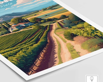 【油彩画】バーナード・ウィン 『Paso Robles Farmhouse』 Paso Robles Farmhouse and Vines Print | California Wine Lover Wall
