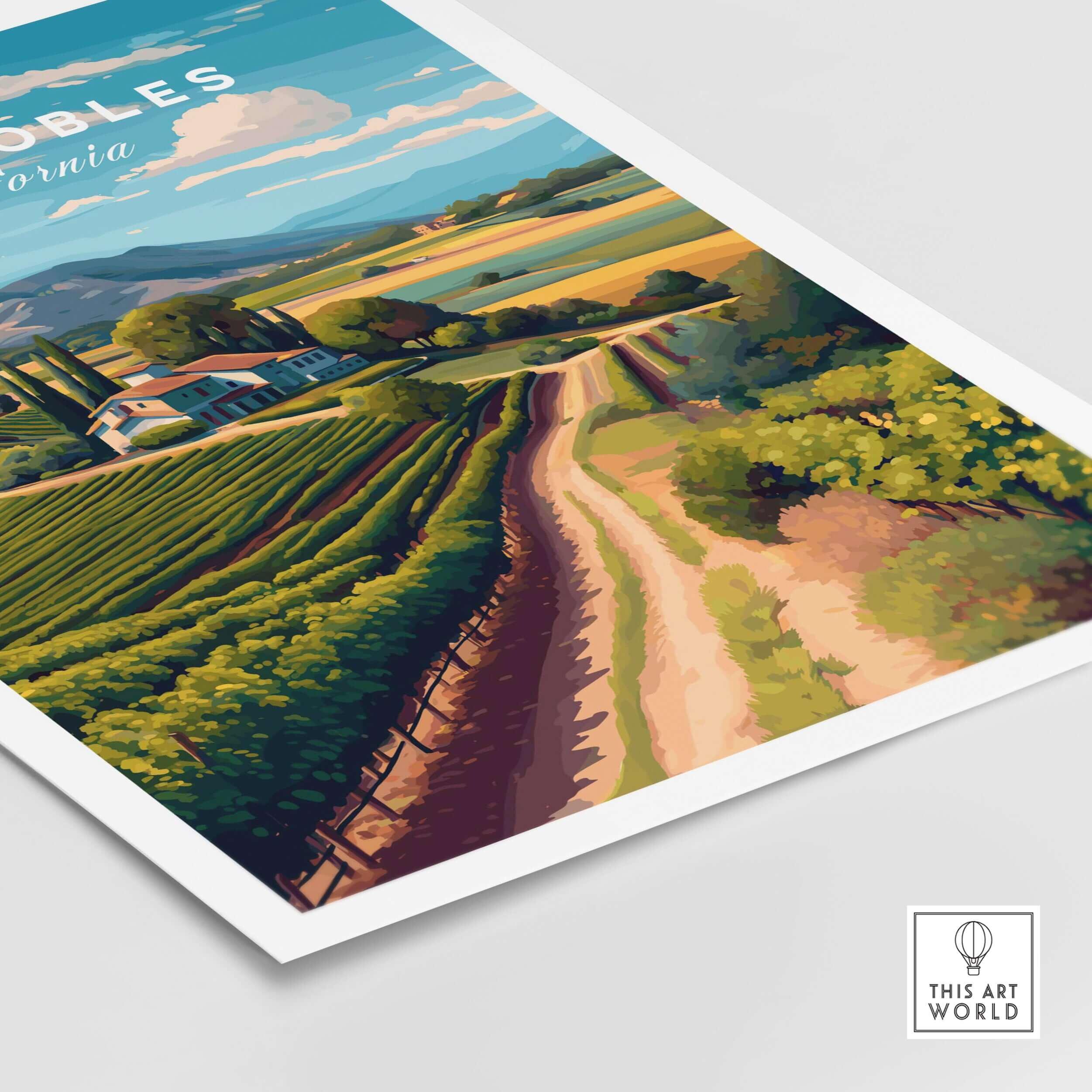 Paso Robles Farmhouse and Vines Print | California Wine Lover Wall