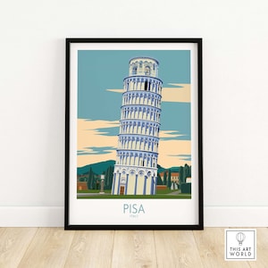 Pisa Wall Art Print, Italy Travel Poster, Vintage Tower Artwork, European City Decor, Museum Style Gift, Office Wall Hanging