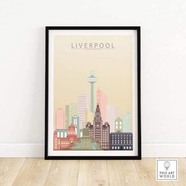 Liverpool City Skyline Wall Art Print | Travel Poster | Birthday Present | Wedding Anniversary Gift | Art Print | Housewarming Gift Wall Art