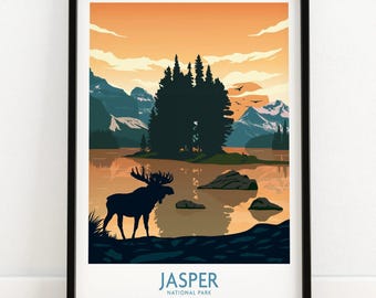 Jasper National Park Poster | Art Print | Wall Art | Travel Poster | Home Decor Gift