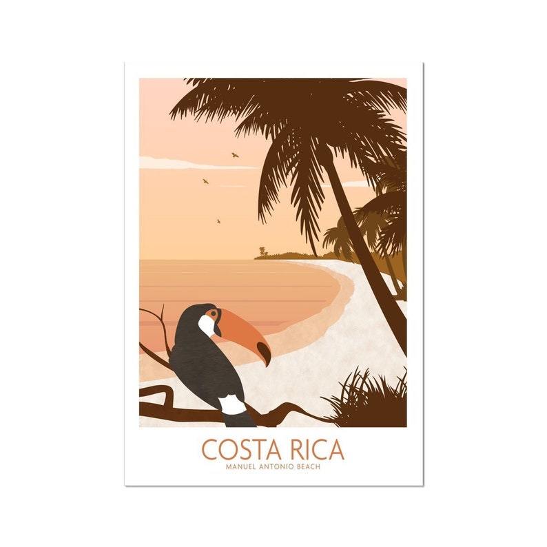 Costa Rica Wall Art Costa Rica Print Costa Rica Poster Tropical Beach Print Costa Rica Tucan Costa Rica Gift