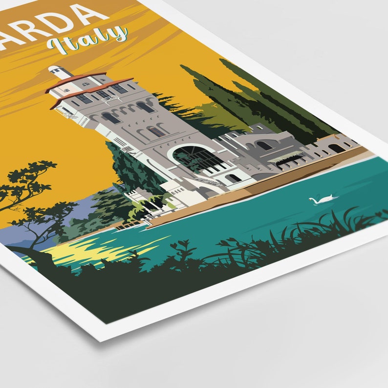 Lake Garda Print Italy Lake Garda Wall Art Poster Vintage Etsy