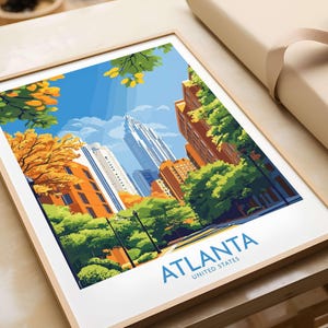 Atlanta Cityscape Wall Print - Modern Home Decor Atlanta Skyline Poster Print Atalanta Gift