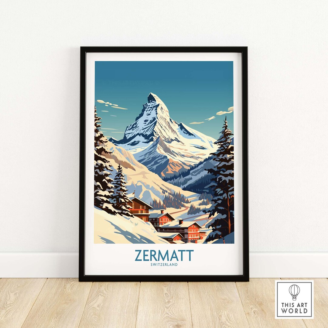 Zermatt Ski Poster Art Print Travel Print Home Décor Poster Gift