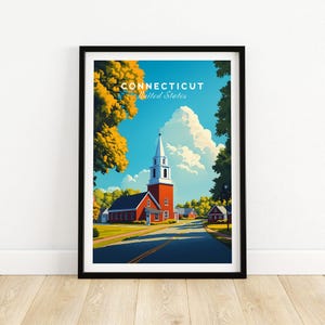 Connecticut Wall Art Print Travel Poster Connecticut Wall Decor Connecticut Art Lovers Gift Connecticut  Illustration   Art Gift