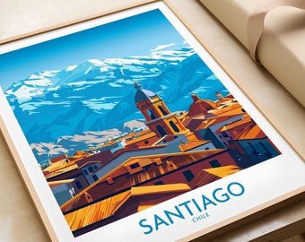 Santiago Wall Art Poster - Chile Travel Poster Santiago Artwork Poster Gift Chile Home Decor Santiago Illustration Art Lover Chile Print