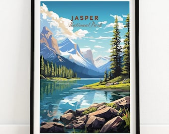 Jasper National Park Poster Art Print Travel Print | Home Décor Poster Gift | Digital Illustration Artwork | Birthday Present