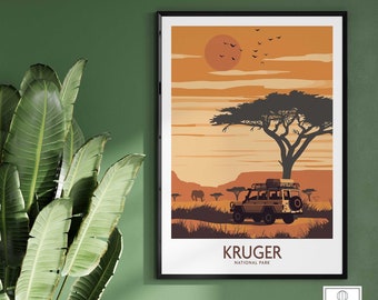 Kruger National Park Print Travel Poster Home Decor Gift Wall Art Print Birthday Present Wall Art Print