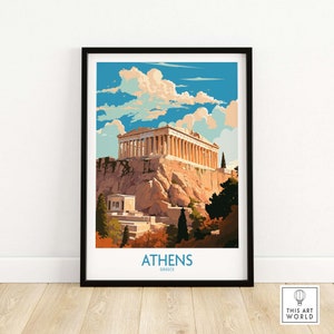 Athens Wall Art Travel Print | Home Décor Poster Gift | Digital Illustration Artwork