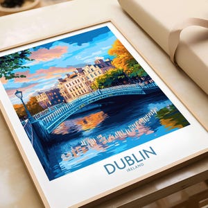 Stampa artistica da parete di Dublino, Irlanda, stampa artistica da parete per ufficio di Dublino, decorazioni per la casa di Dublino, Irlanda, regalo per gli amanti dell&#39;arte, decorazioni per la casa artistiche di Dublino, stampa artistica da parete da viaggio di Dublino